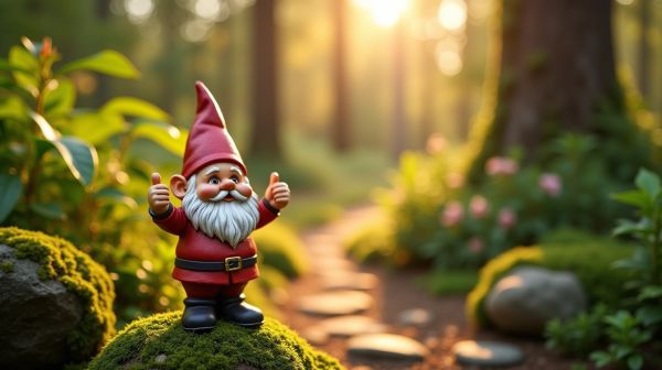 Un nain de jardin doigt d'honneur pour un jardin audacieux
